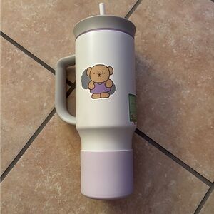 Cute Character Insulated Tumbler - White and Purple